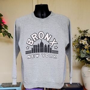 Vintage 90s Bronx New York Gray Crewneck Sz L